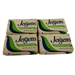 Lot of 4 Vtg Jergens Deodorant Soap Bars Andrew Jergens Co. Retro Packaging NOS
